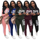 Plus Size Letter Print Long Sleeve 2 Piece Sets SH-38555