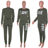 Plus Size Letter Print Long Sleeve 2 Piece Sets SH-38555
