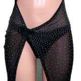 Sexy Hot Drilling Halter Hollow High Split Long Club Dress SH-390260