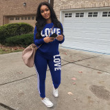 Plus Size Letter Print Long Sleeve 2 Piece Sets SH-38555