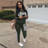 Plus Size Letter Print Long Sleeve 2 Piece Sets SH-38555