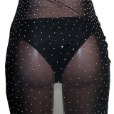 Sexy Hot Drilling Halter Hollow High Split Long Club Dress SH-390260