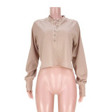 Solid Long Sleeve Casual Loose Top ASL-6539