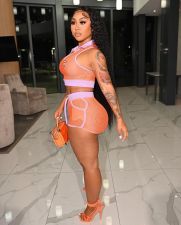 Sexy Sleeveless Hollow Out 2 Piece Shorts Set YD-8564