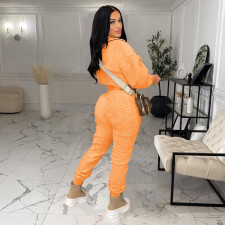Solid Plush Long Sleeve Two Piece Sets TR-1191