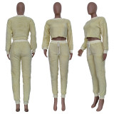 Solid Plush Long Sleeve Two Piece Sets TR-1191