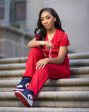 Letter Print V Neck T Shirt And Pants 2 Piece Sets ZDF-31182