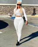 Solid Long Sleeve Slim Two Piece Pants Set ZSD-0444
