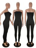 Solid Strapless Skinny One Piece Jumpsuits WSM-5162