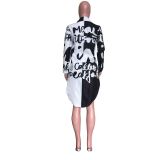 Plus Size Printed Long Sleeve Irregular Shirt ORY-5089-1