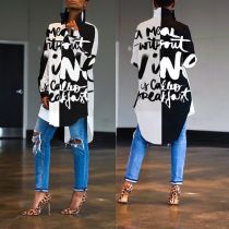 Plus Size Printed Long Sleeve Irregular Shirt ORY-5089-1