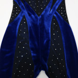 Sexy Hot Drilling Velour Mesh Patchwork Jumpsuit CYA-9538