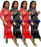Casual Printed Long Sleeve Maxi Dress WSM-5298