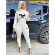 Plus Size Pink Letter Print Long Sleeve 2 Piece Sets YIM-239