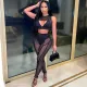 Plus Size Mesh Sleeveless Two Piece Pants Set HNIF-072