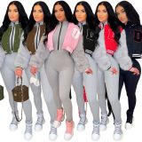 Casual Patchwork Zipper Baseball Jacket ZSD-0445