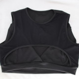Plus Size Mesh Sleeveless Two Piece Pants Set HNIF-072