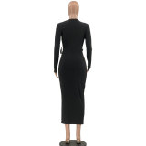Plus Size Ribbed Hollow Out Bandage Midi Dress OSIF-21432