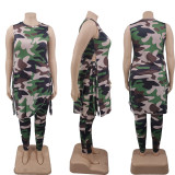 Plus Size Camo Print Sleeveless 2 Piece Pants Sets PHF-13267