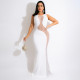 Plus Size Sexy Patchwork Hot Drilling Maxi Evening Dress OSIF-21482