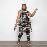 Plus Size Camo Print Sleeveless 2 Piece Pants Sets PHF-13267