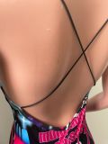 Sexy Printed Backless Cross Strap Romper NIK-271