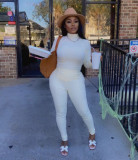 Solid Long Sleeve Thumb Hole Two Piece Pants Set LM-8302