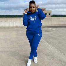 Pink Letter Embroidery Hoodies Pants 2 Piece Sets XMF-097