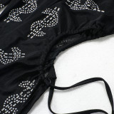 Sexy Hot Drilling Mesh See Through High Split Club Dress NY-2290