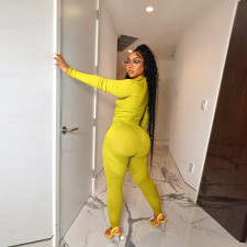 Solid Long Sleeve Zipper 2 Piece Pants Set NY-2300
