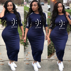 Plus Size 3/4 Sleeve Casual Long Dress YS-8855