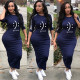 Plus Size 3/4 Sleeve Casual Long Dress YS-8855
