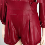Plus Size Sexy Backless Long Sleeve Romper NY-2303