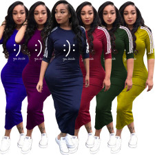 Plus Size 3/4 Sleeve Casual Long Dress YS-8855