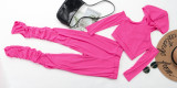 Sexy Hooded Backless Off Shoulder Top And Stacked Pants Set NY-2302