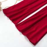 Plus Size Letter Print Split Long Top And Pants Sets NY-2313