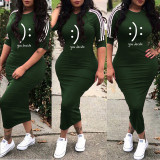 Plus Size 3/4 Sleeve Casual Long Dress YS-8855