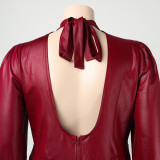 Plus Size Sexy Backless Long Sleeve Romper NY-2303
