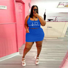 Plus Size Sports Tank Top Mini Skirt 2 Piece Sets WAF-721180