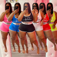 Plus Size Tank Top And Shorts 2 Piece Sets WAF-18180