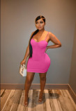 Solid Sexy Spaghetti Strap Bodycon Mini Dress FSL-F191