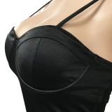 Sexy Solid Off Shoulder Drawstring Split Club Dress BY-5608