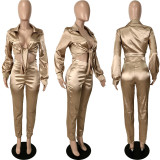 Sexy Solid Blouse Top And Pants 2 Piece Sets YNSF-1689