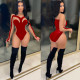 Sexy Velour Mesh Patchwork Long Sleeve Jumpsuit BN-9319