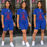 Casual Printed T Shirt And Shorts Two Piece Sets WAF-606672