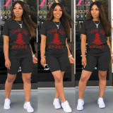 Casual Printed T Shirt And Shorts Two Piece Sets WAF-606672