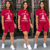 Casual Printed T Shirt And Shorts Two Piece Sets WAF-606672