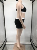 Plus Size Pink Letter Tank Top And Shorts Set WAF-18169