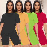 QUEEN Letter Print T Shirt And Shorts 2 Piece Suits WAF-741525