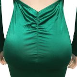 Sexy V Neck Long Sleeve Backless Maxi Evening Dress BY-5627